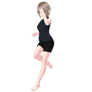 シルクハットを被りステッキをもって踊る デッサン人形