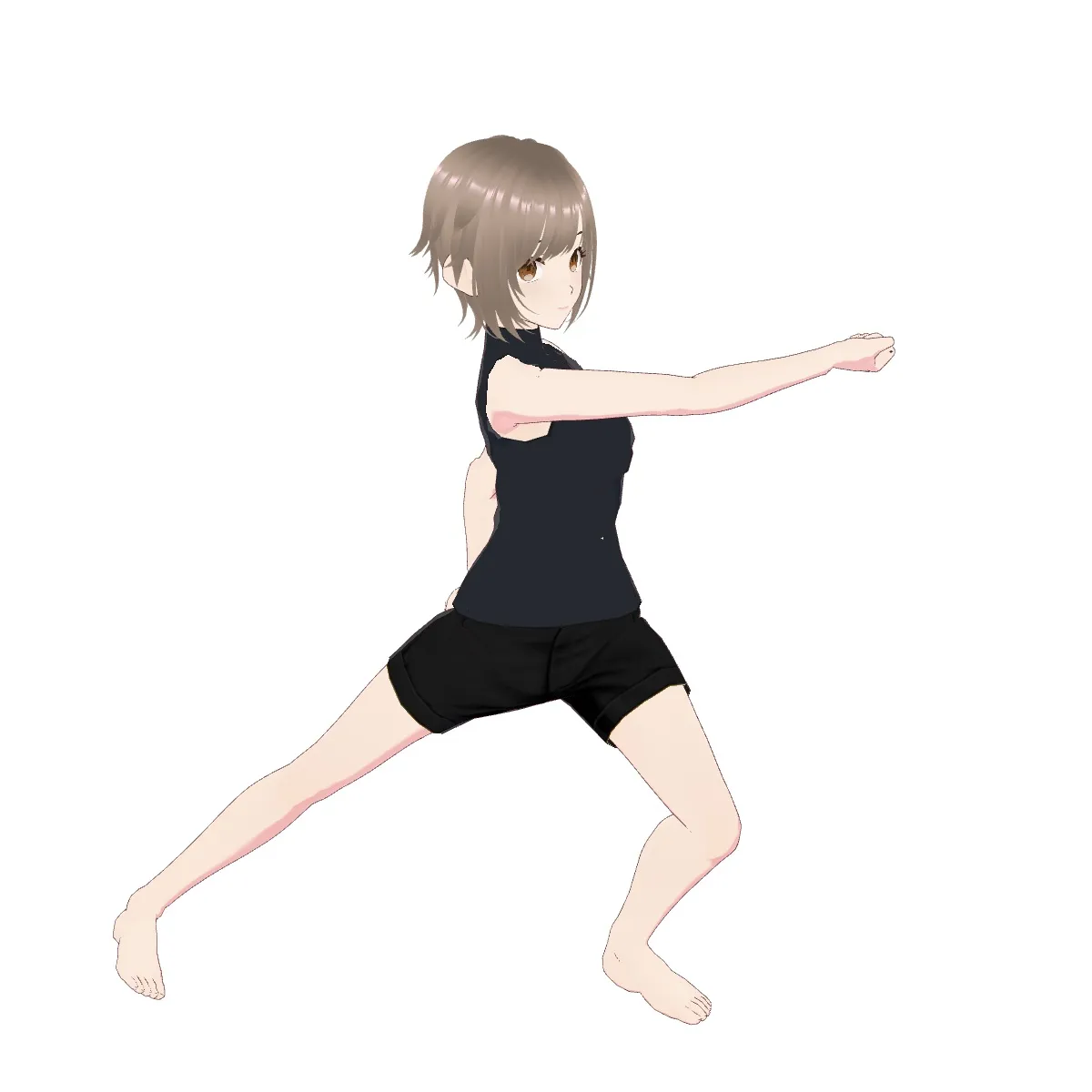 Drawing mannequin in the pose "重量武器を横にぶん回す"